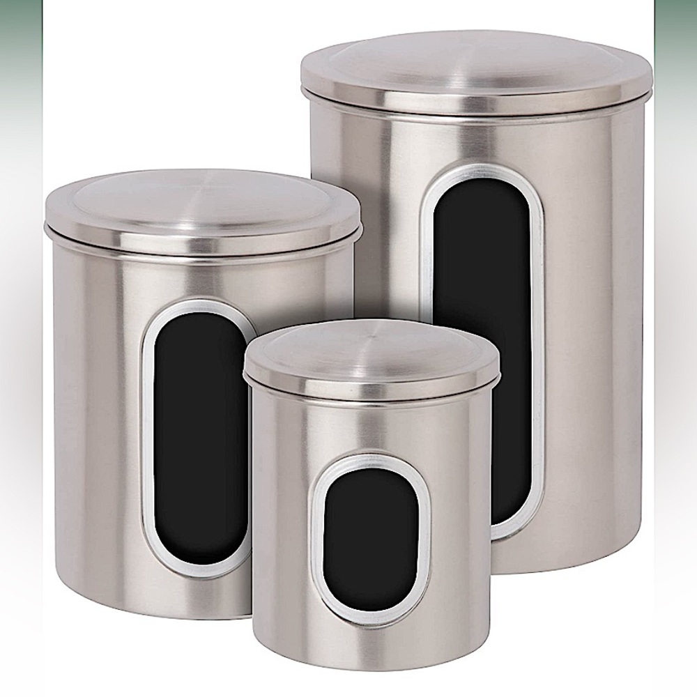 Honey-Can-Do 3-Piece Metal Nested Canister Storage Set, Steel